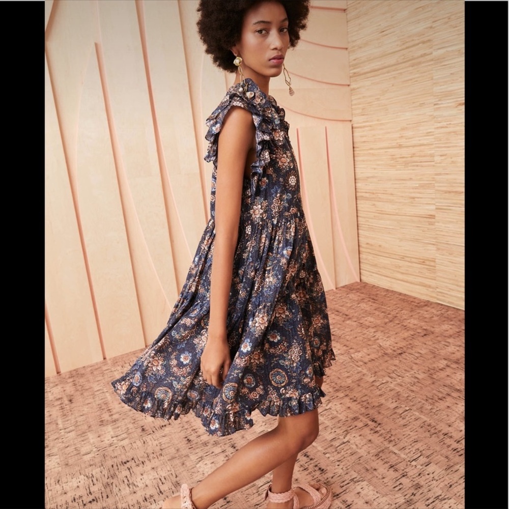 Ulla Johnson Adele Floral Print Flutter Sleeve Sz… - image 3